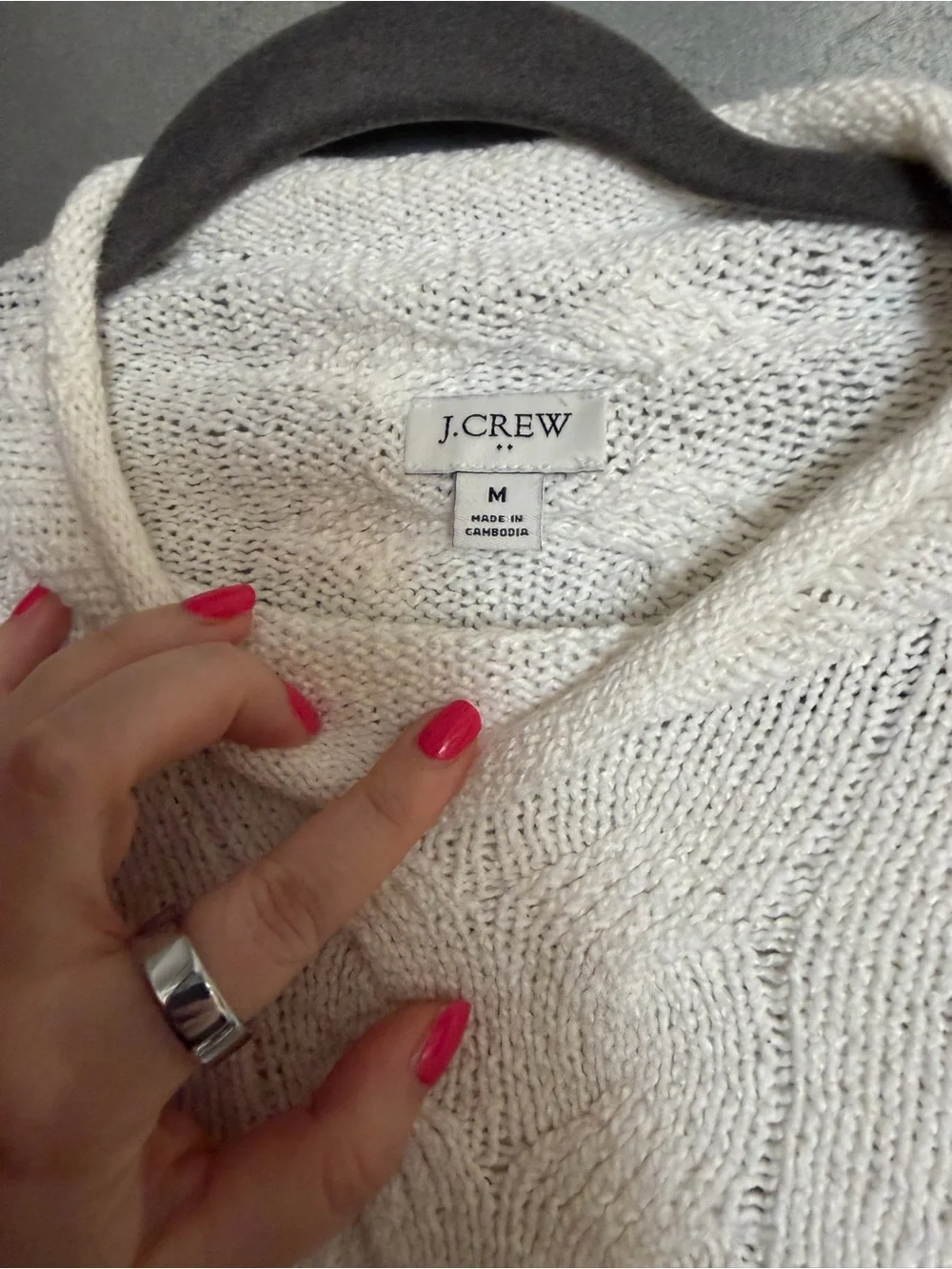 J. Crew Cream Cable-Knit Crewneck Sweater